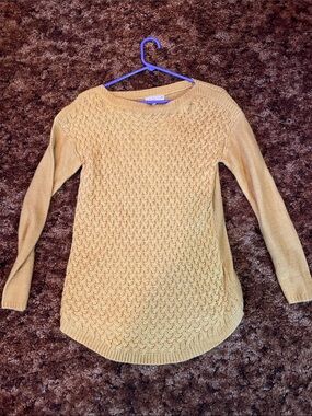 Women’s Mustard Cable Knit Sweater - Lightweight Pullover